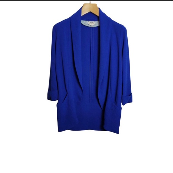 Aritzia Wilfred Chevalier Relaxed Open-Front Blazer size 2 Cobalt Blue Crepe - Picture 2 of 3